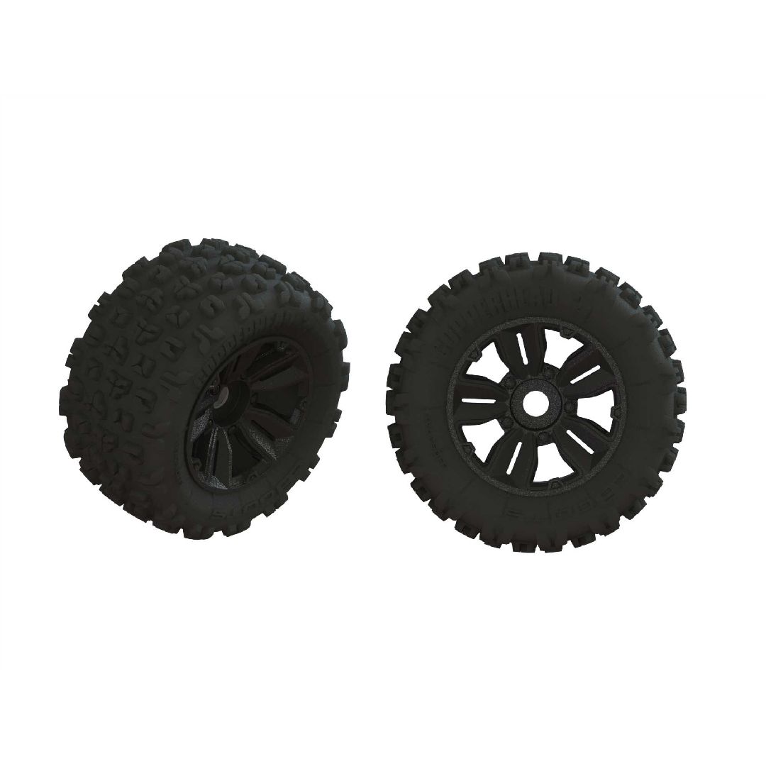Arrma 'Copperhead2 SB MT' Tire on Black Wheels, OD 8.0"(2)