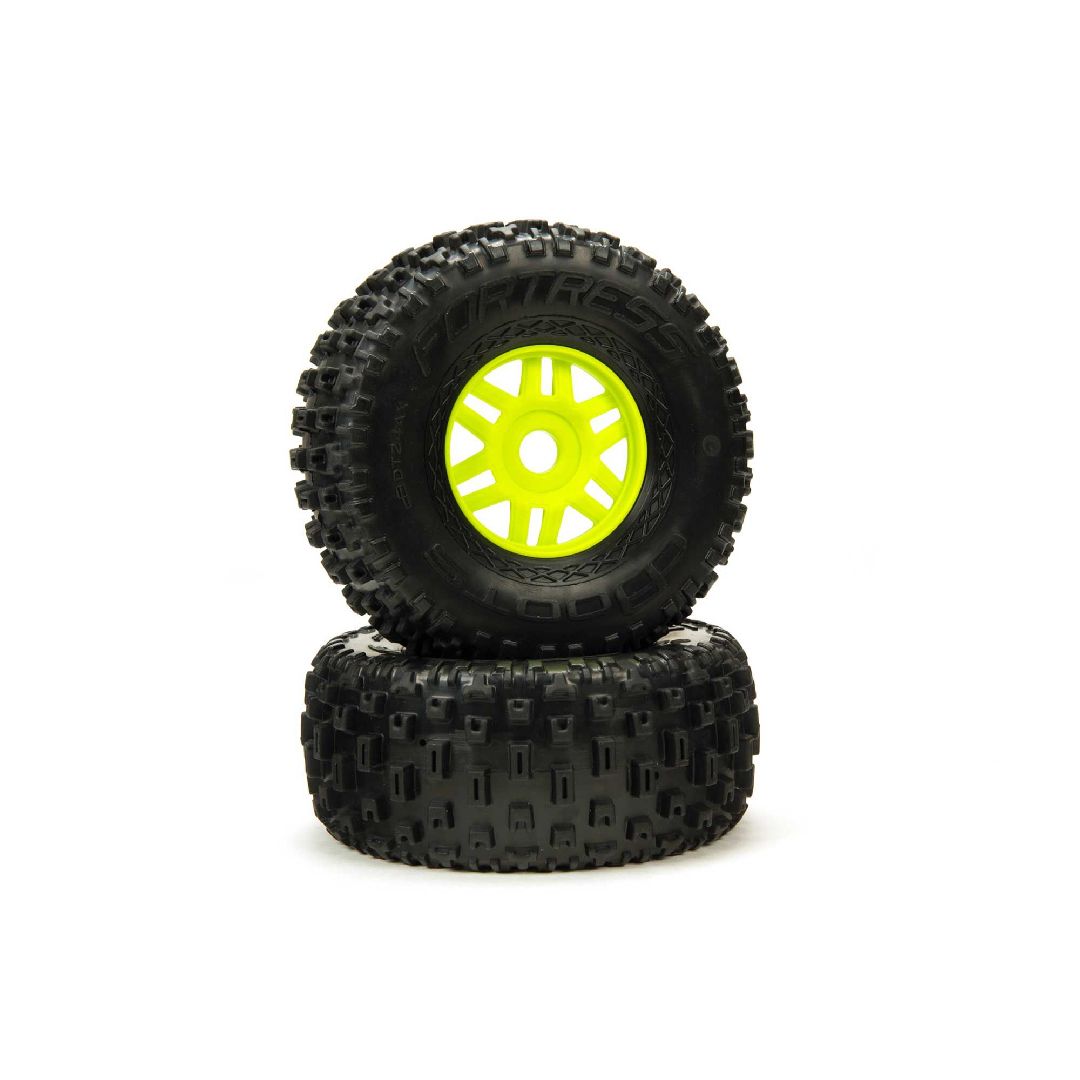 Arrma dBoots 'Fortress' Tire on Green Wheels, OD 5.47" (2)