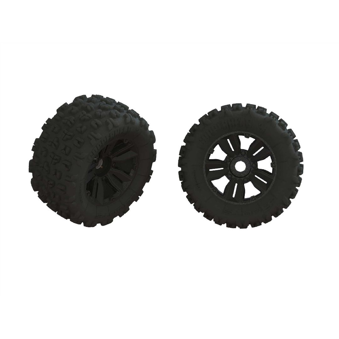 Arrma 'Copperhead2 MT" Tire, 24mm Hex, Black Whls, OD 8.31" (2)