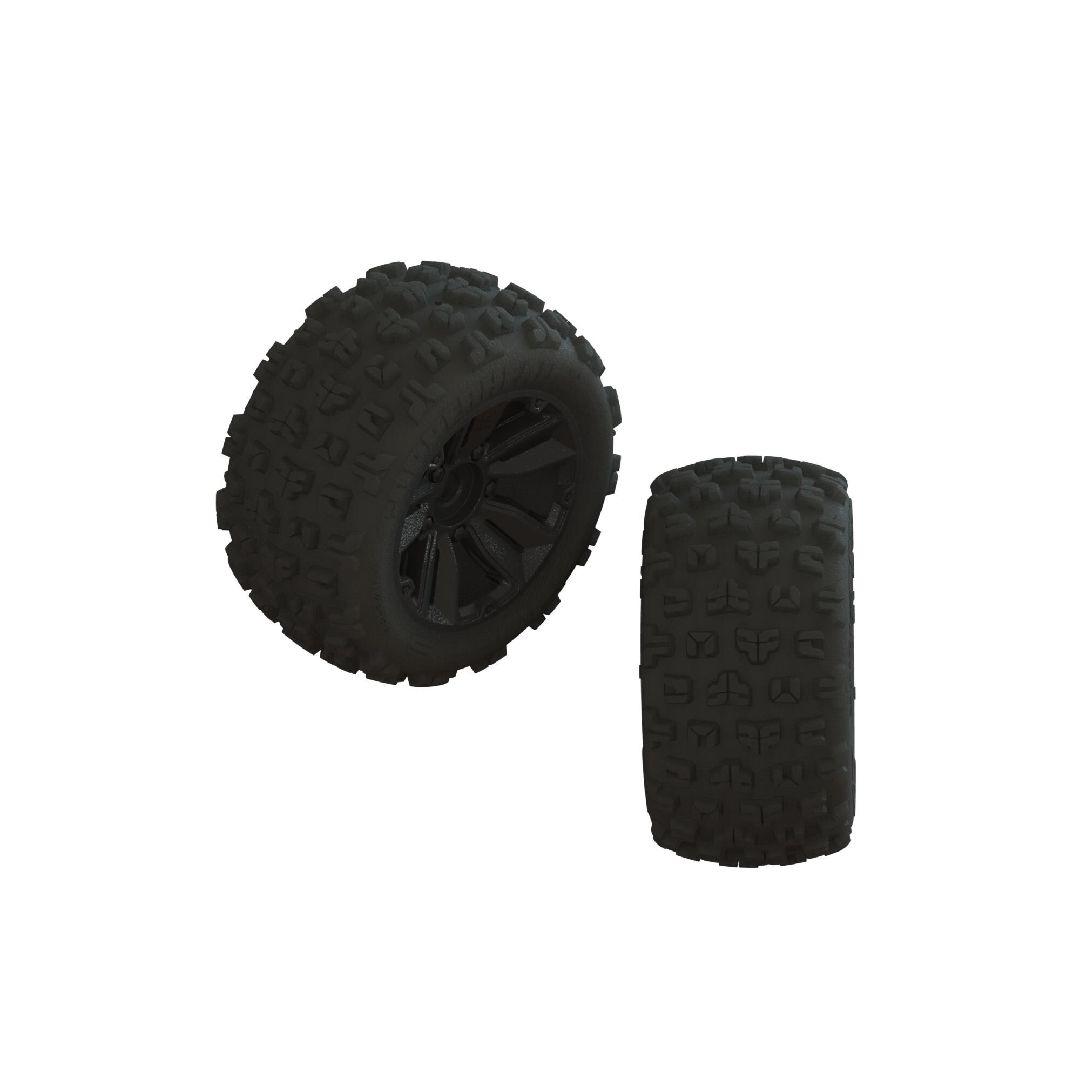 Arrma 'Copperhead2 LP' Tire, 17mm Hex, Black Whls, OD 6.14" (2)