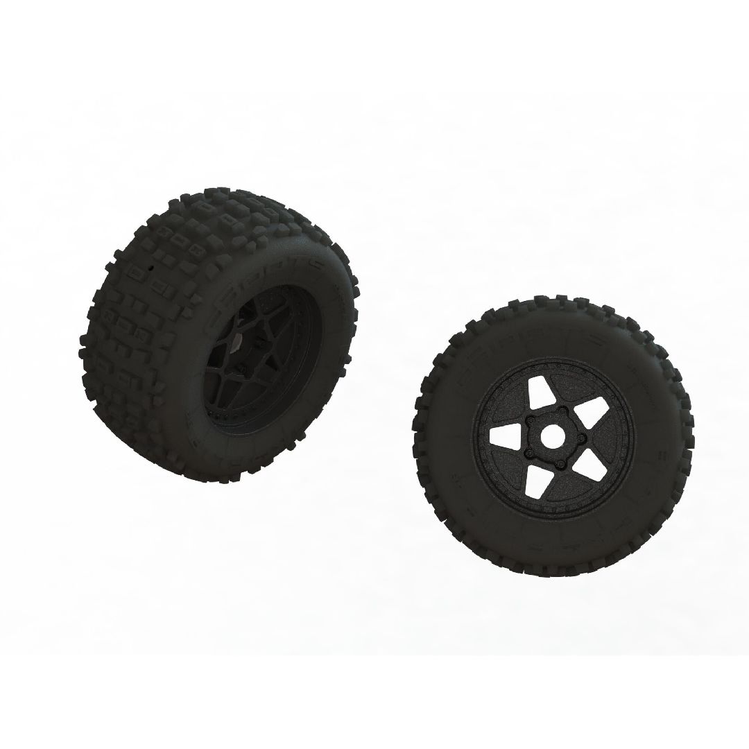 Arrma dBoots 'Back-Flip' Big Block MT Tire, on Black Wheels (2)