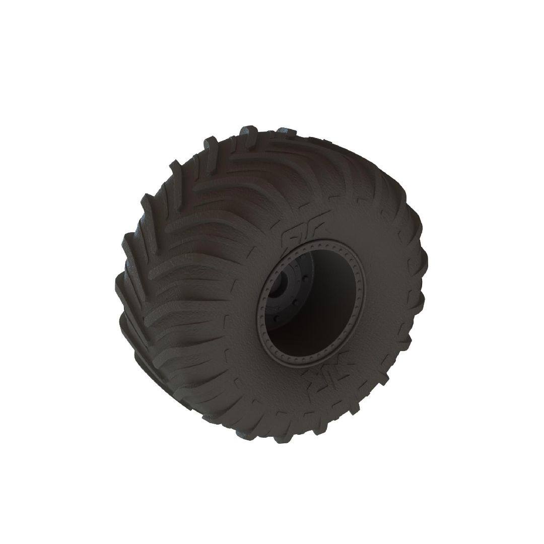 Arrma 'Chevron MT' Tire, 14mm Hex on Gun Metal Wheels (2)
