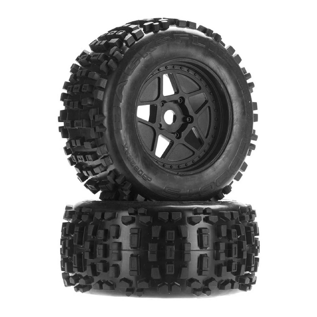 Arrma 'Backflip MT 6S' Tire, 17mm Hex, Black Wheels OD 6.8" (2)