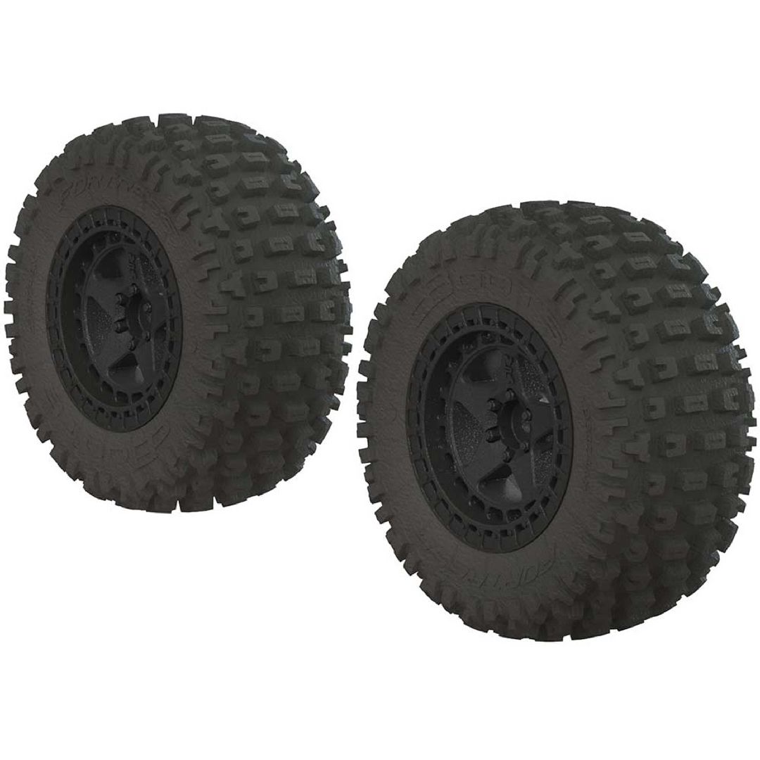 Arrma 'Fortress SC' 2.2/3.0 Tire, 14mm, Black Wheel, OD 4.1"(2)