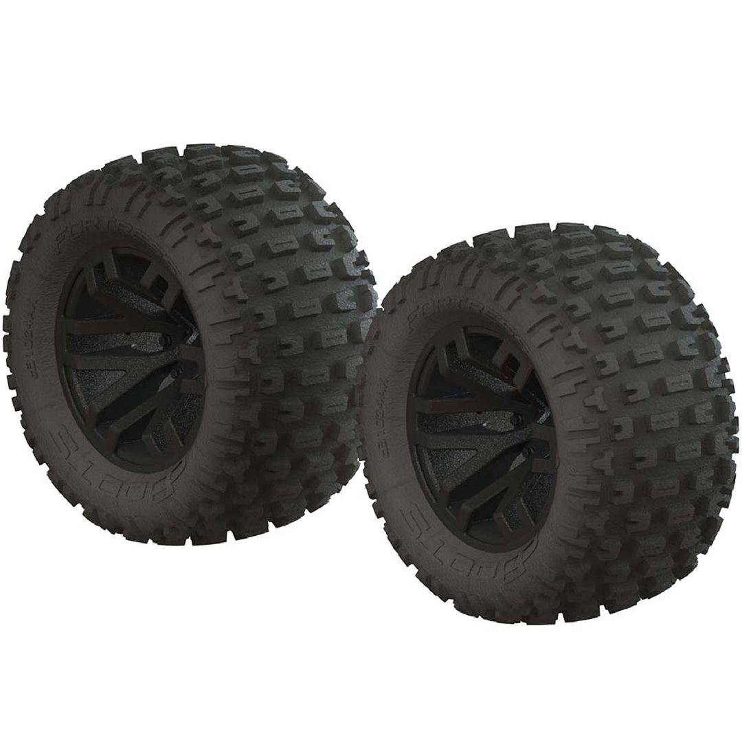 Arrma 'Fortress MT' Tire, 14mm Hex on Black Wheels, OD 5.0" (2)