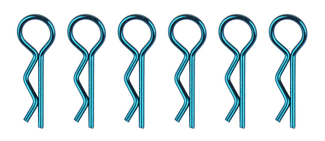 Team Associated FT Body Clips (Metallic Blue) (6 Short) - Click Image to Close