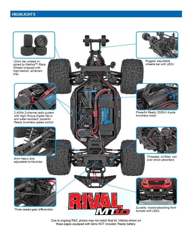 Team Associated Rival MT10 Brushless RTR V2 - Click Image to Close