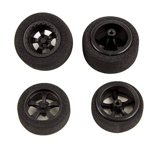 Team Associated DR28 Wheels and Tires, Mounted, Black (2)