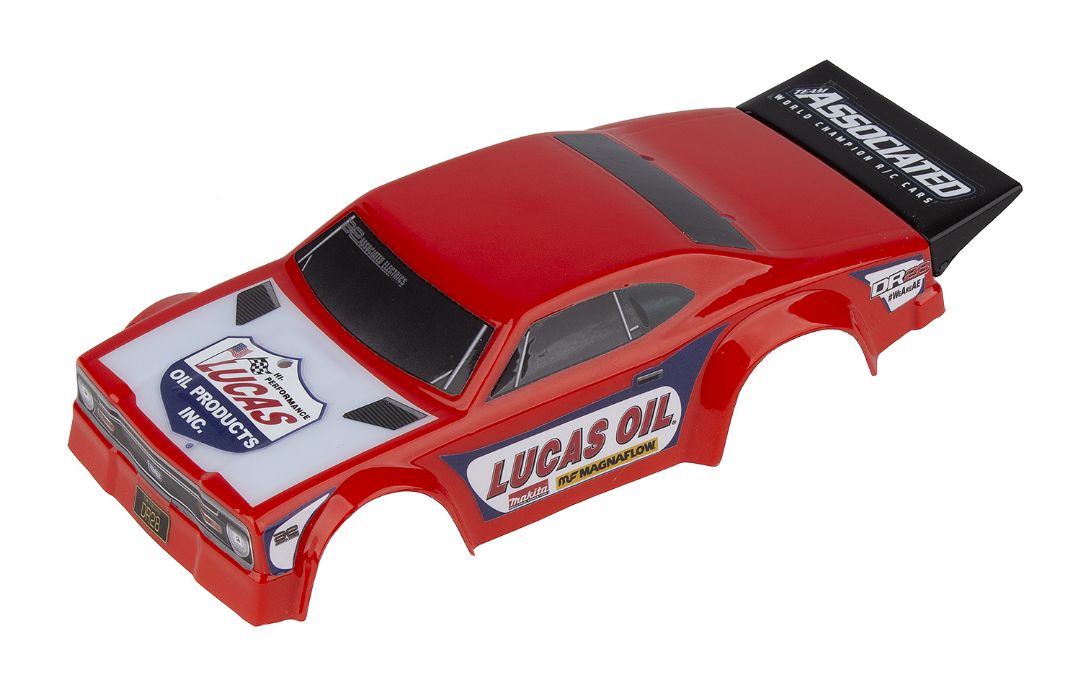 Team Associated DR28 Lucas Oil RTR body, painted - Click Image to Close