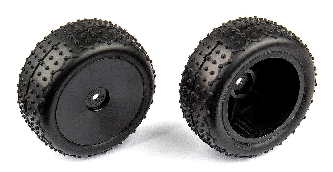 Team Associated Front Narrow Mini Pin Tires, mounted (Reflex) - Click Image to Close