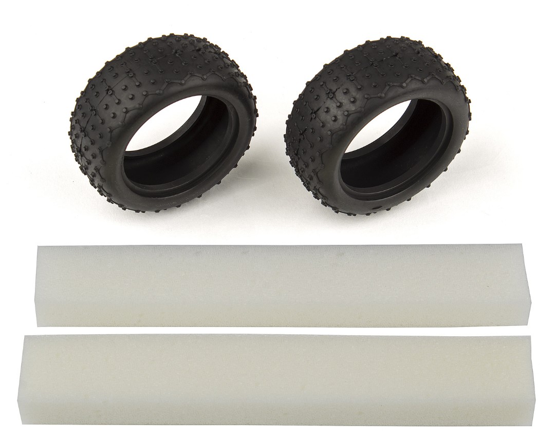 Team Associated Wide Mini Pin Tires, with inserts (Reflex) - Click Image to Close