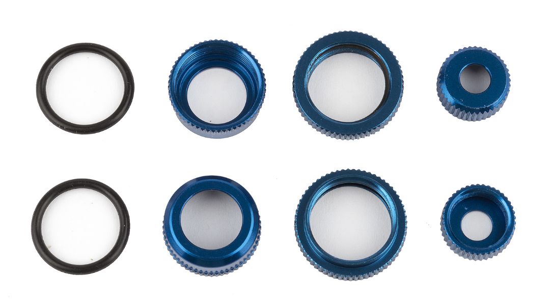 Team Associated FT 10 mm Shock Caps and Collars, blue aluminum - Click Image to Close