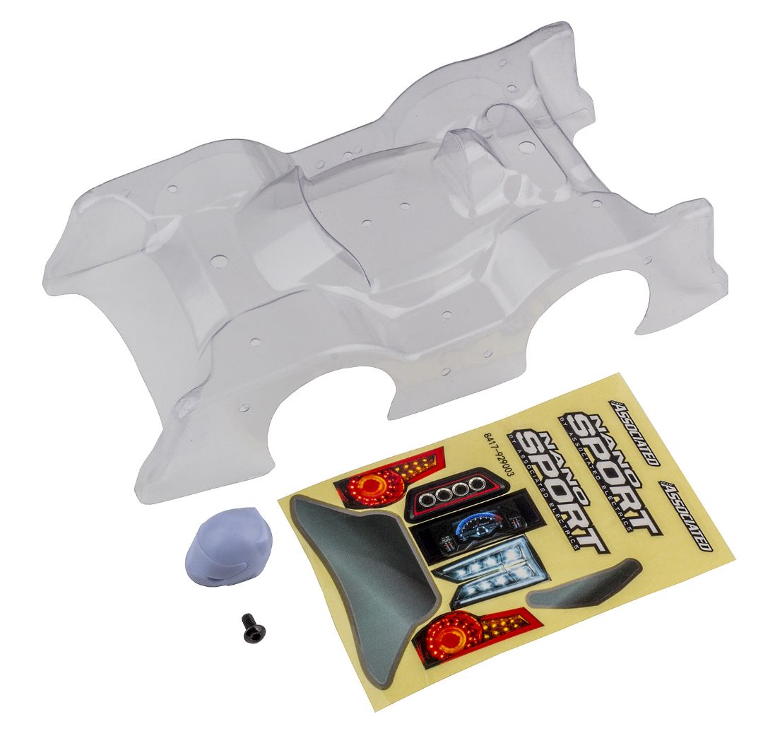 Team Associated NanoSport Clear Body, with decals - Click Image to Close