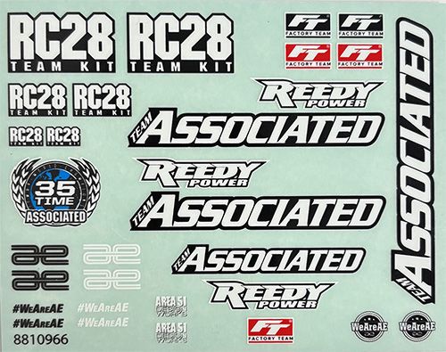 Team Associated RC28R Decal Sheet