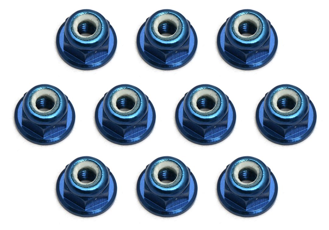 Team Associated FT 3mm Aluminum Locknut (Blue) (10)