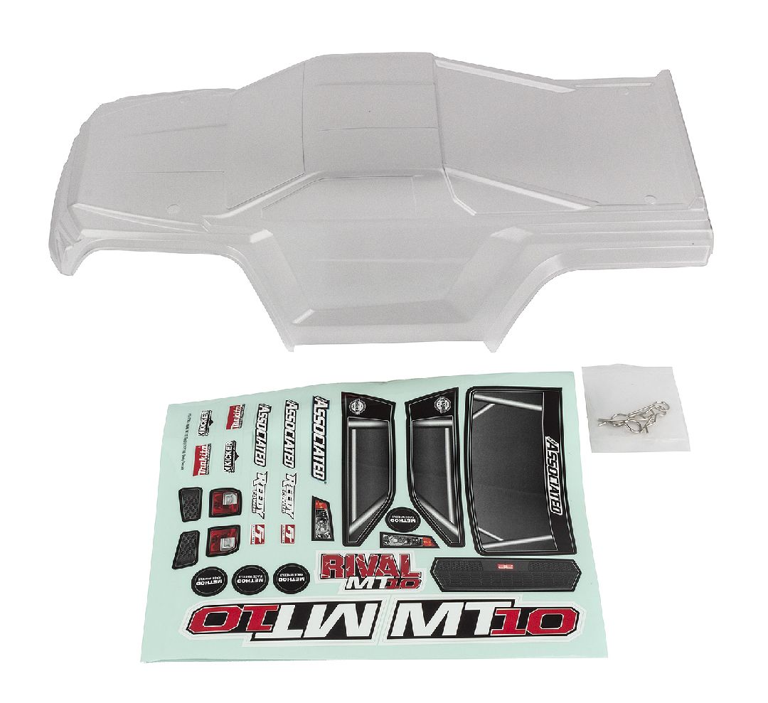 Team Associated RIVAL MT10 Body V2, Clear