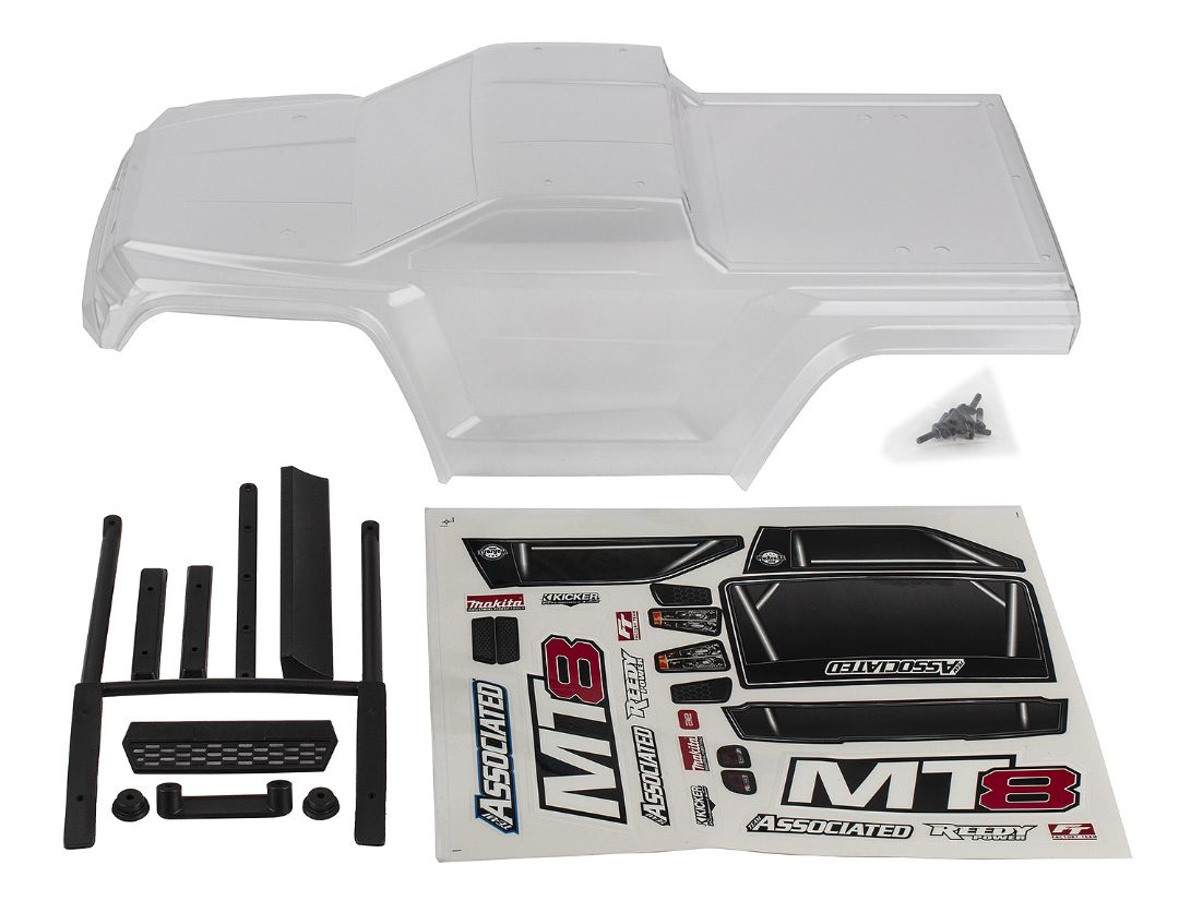 Team Associated RIVAL MT8 Body Set, clear