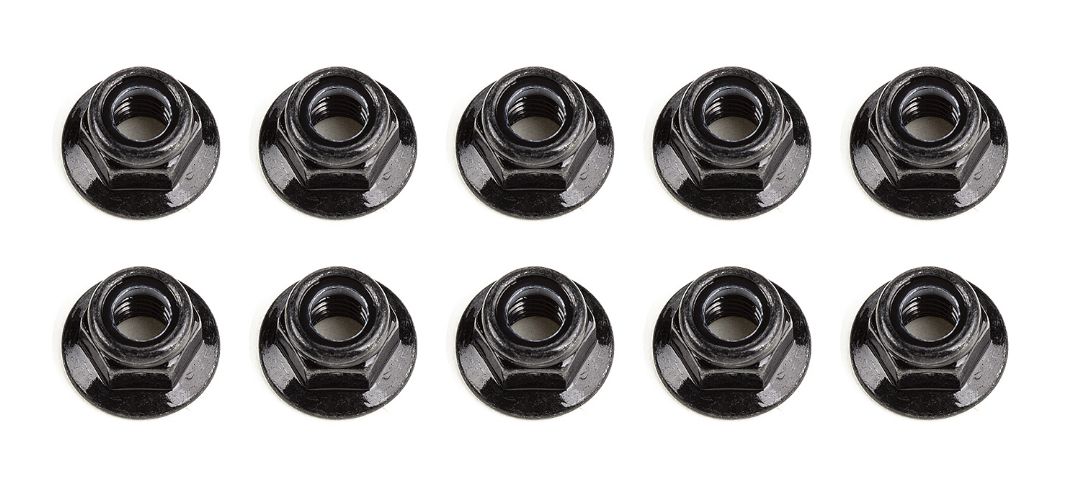 Team Associated M5 Locknuts, flanged, black - Click Image to Close
