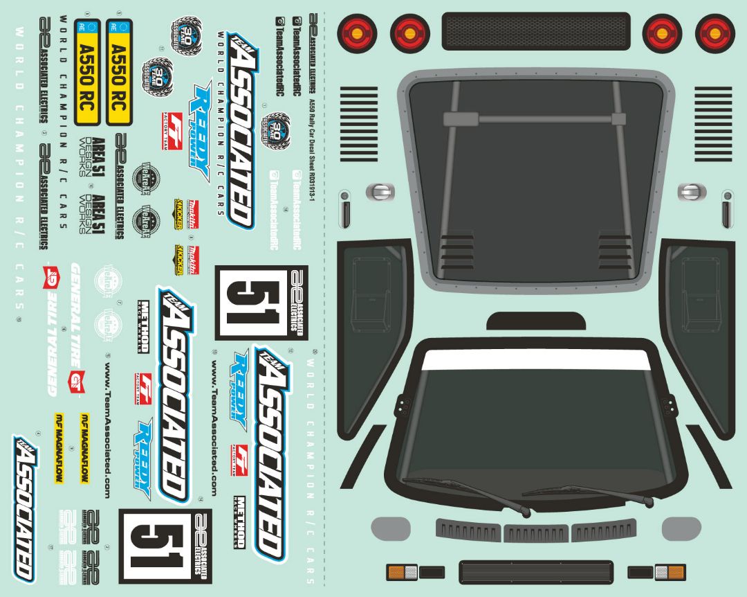 Team Associated Apex2 Sport, A550 Decal Sheet