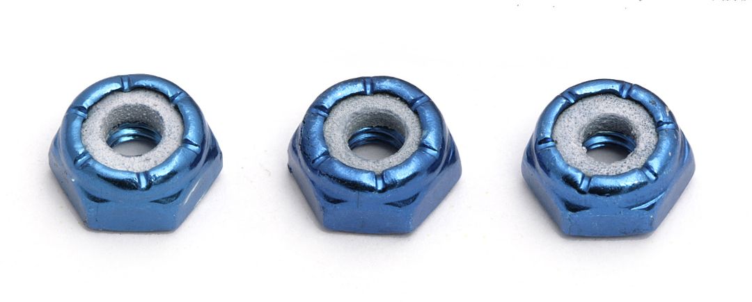 Team Associated Locknuts, 8-32 Blue Aluminum Low Profile