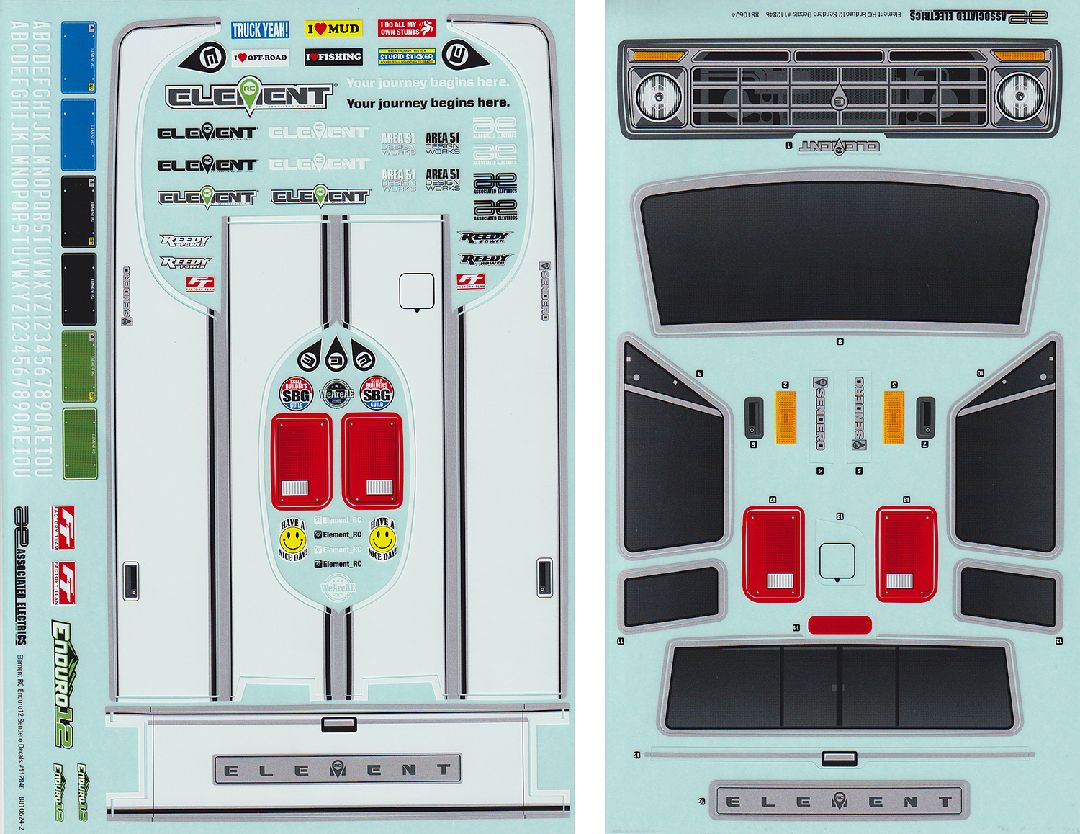 Element RC Enduro12, Sendero Decal Sheets