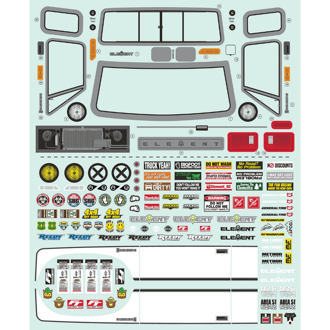 Element RC Sendero HD Decal Sheet - Click Image to Close