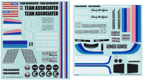 Team Associated RC10CC Decal Sheets