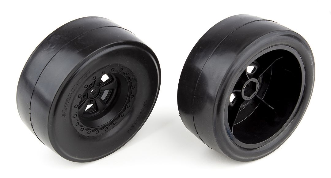 Team Associated DR10 Rear Wheels and Drag Slick Tires, mounted