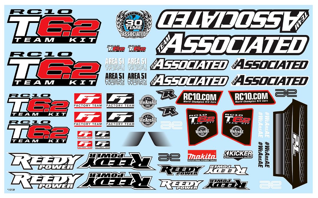 Team Associated RC10T6.2 Decal Sheet