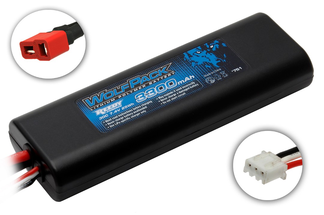 Reedy WolfPack 3300mAh 2S 7.4V 30C LiPo T-Plug Dean's Hard Case