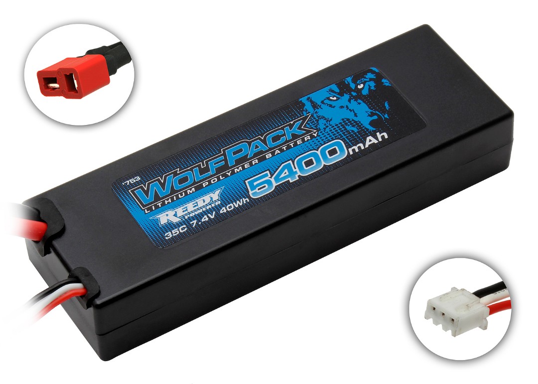 Reedy WolfPack 5400mAh 2S 7.4V 35C LiPo T-Plug (Dean's) Hard Case 24.5x47x139mm