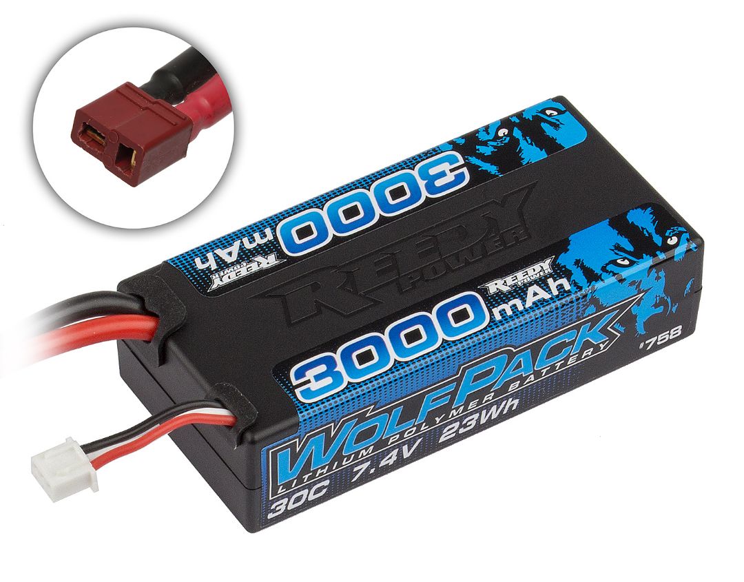 Reedy Wolfpack 3000mAh 2S 30C 7.4V LiPo Shorty Deans Hard Case