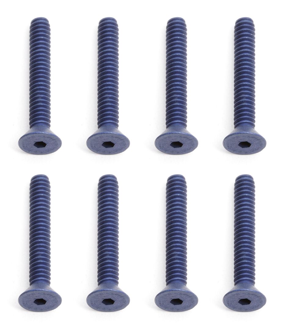 Team Associated Factory Team Screws, 4-40 x 3/4 in FHCS, blue aluminum