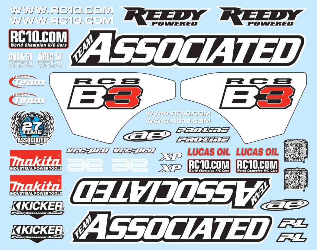 Team Associated RC8B3 Decal Sheet