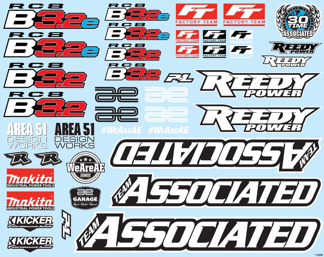 Team Associated RC8B3.2 Decal Sheet