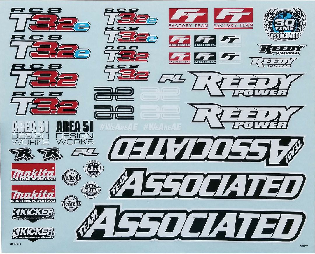 Team Associated RC8T3.2 Decal Sheet