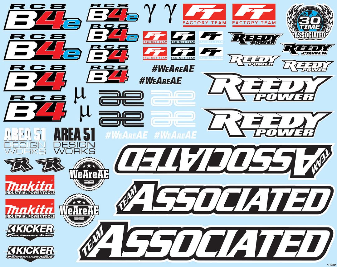 Team Associated RC8B4 Decal Sheet