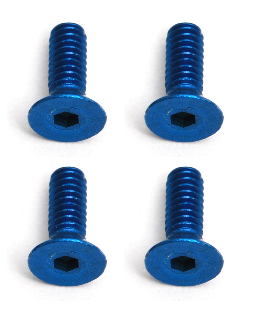 Team Associated Factory Team Screws, 2x6 mm FHCS, blue aluminum