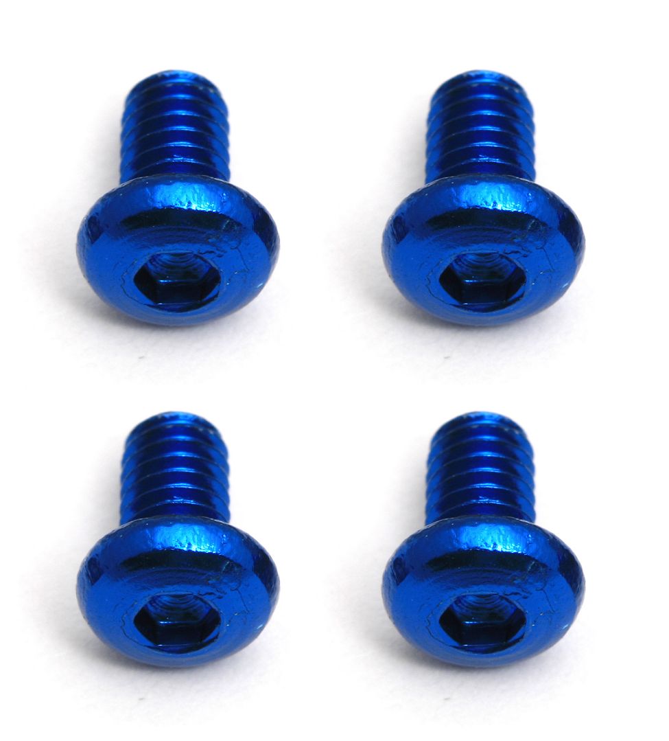 Team Associated Factory Team Screws, 2.5x4 mm BHCS, blue aluminum