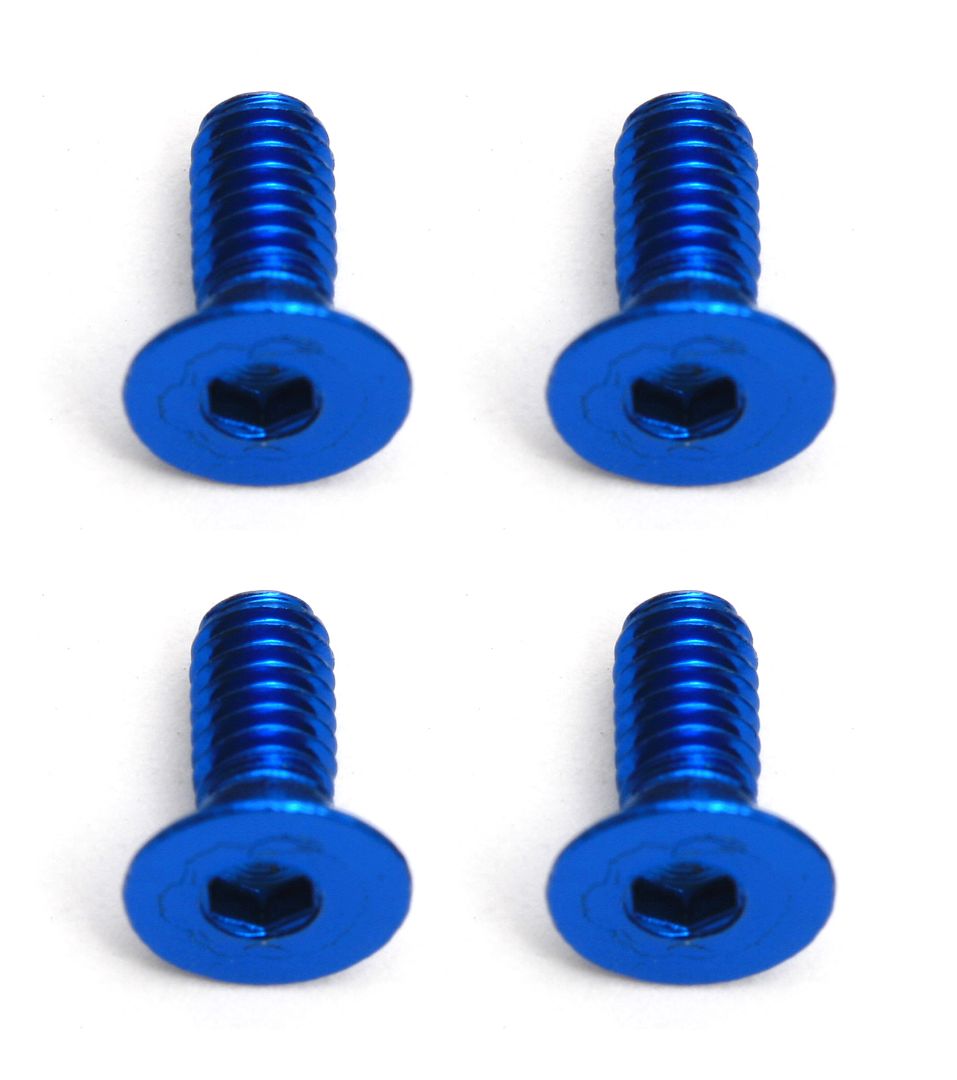 Team Associated Factory Team Screws, 2.5x6 mm FHCS, blue aluminum