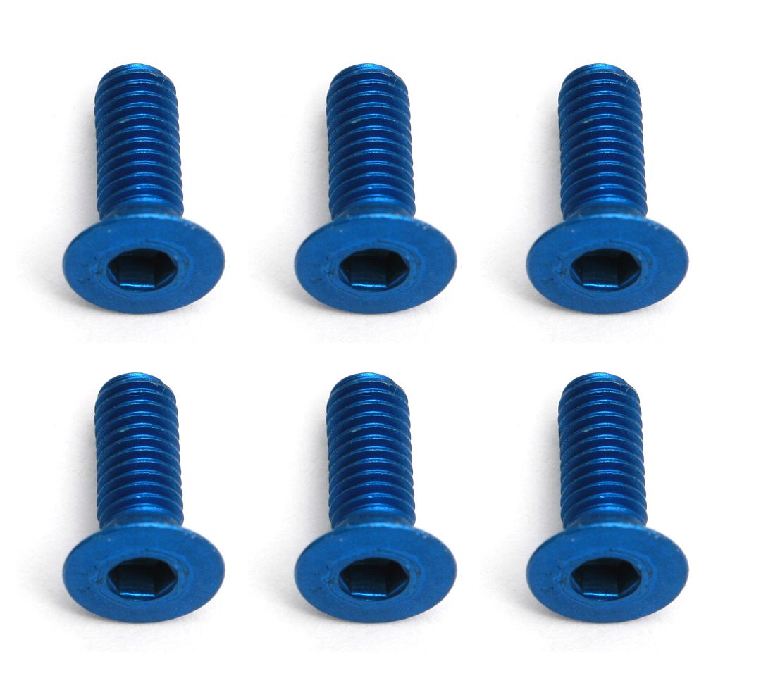 Team Associated Factory Team Screws, 3x8 mm FHCS, blue aluminum