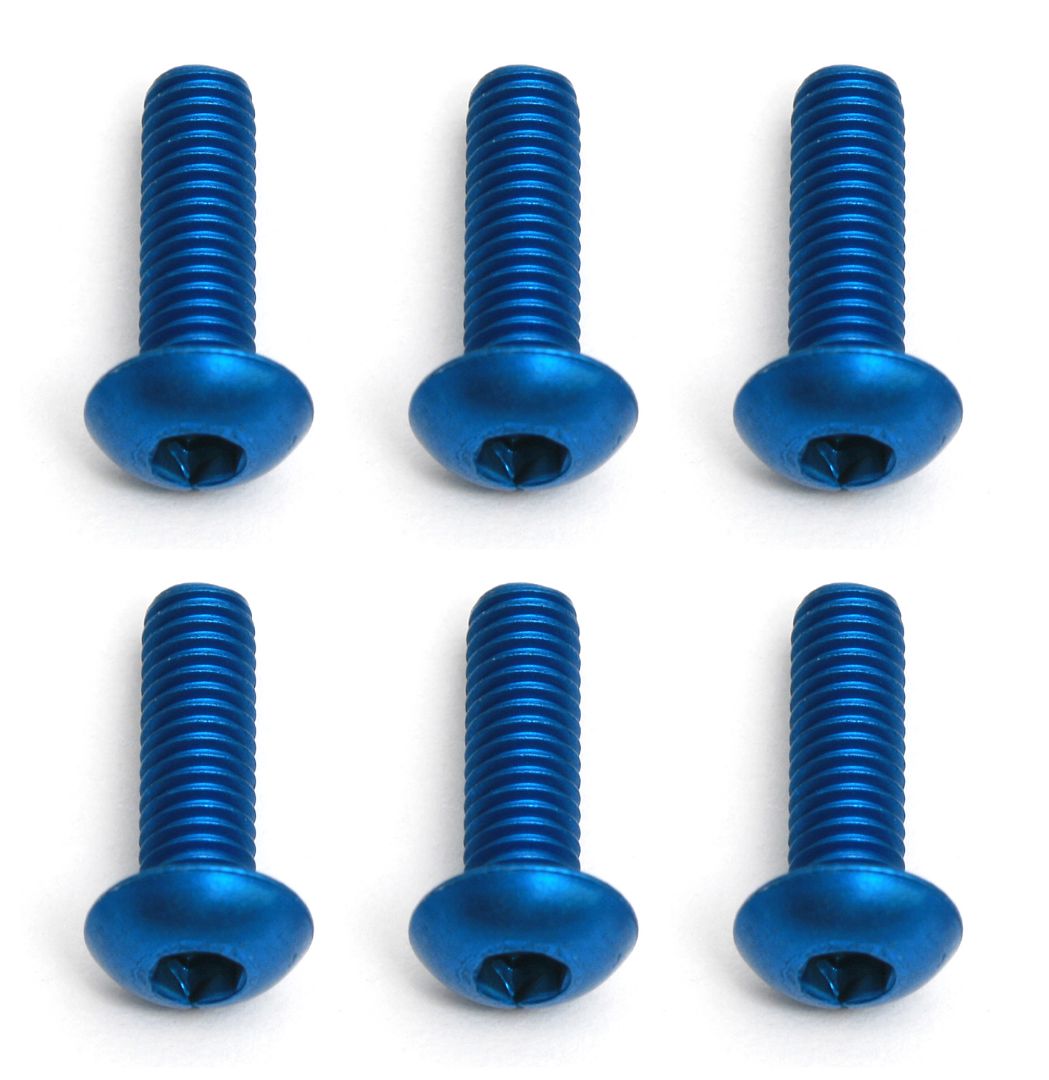 Team Associated Factory Team Screws, 3x10 mm BHCS, blue aluminum