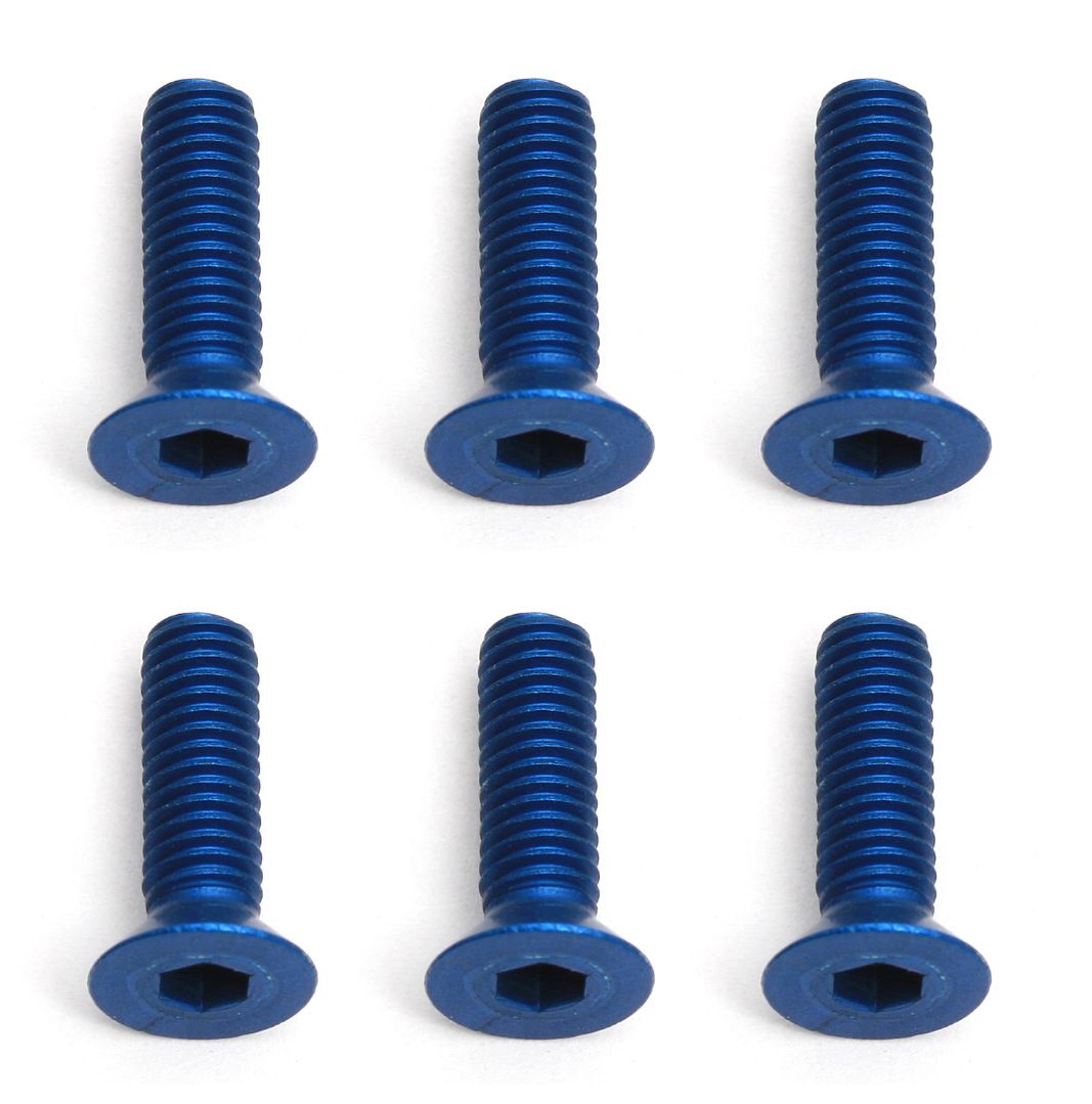 Team Associated Factory Team Screws, 3x10 mm FHCS, blue aluminum