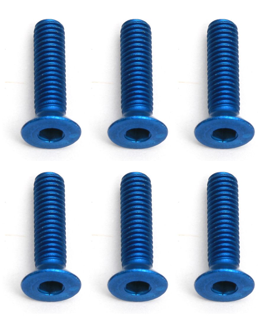 Team Associated Factory Team Screws, 3x12 mm FHCS, blue aluminum