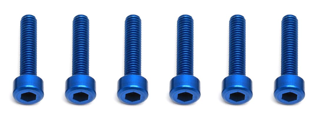 Team Associated Factory Team Screws, 3x14 mm SHCS, blue aluminum