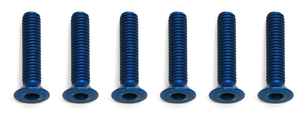 Team Associated Screws, 3x14 mm FHCS, blue aluminum