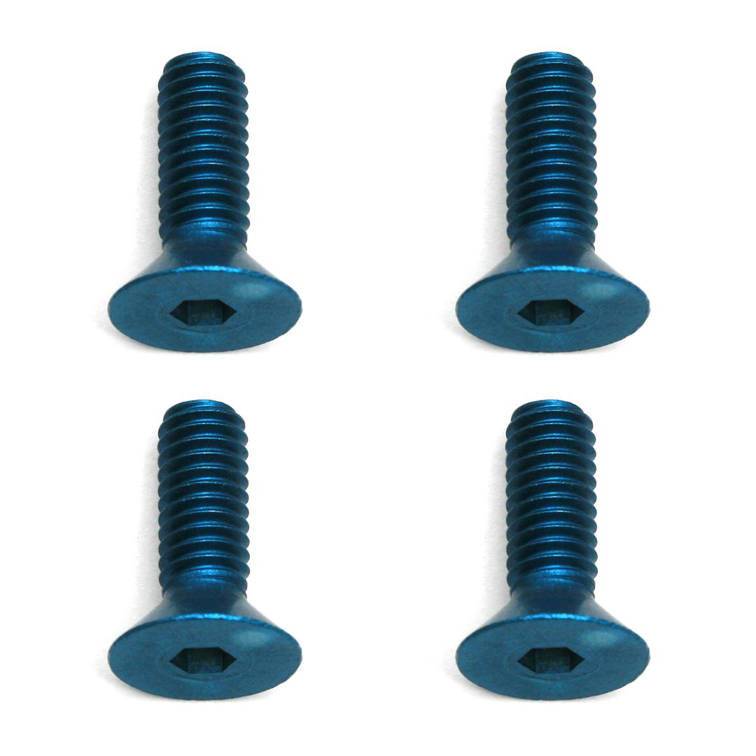 Team Associated Screws, 4x12 mm FHCS, blue aluminum