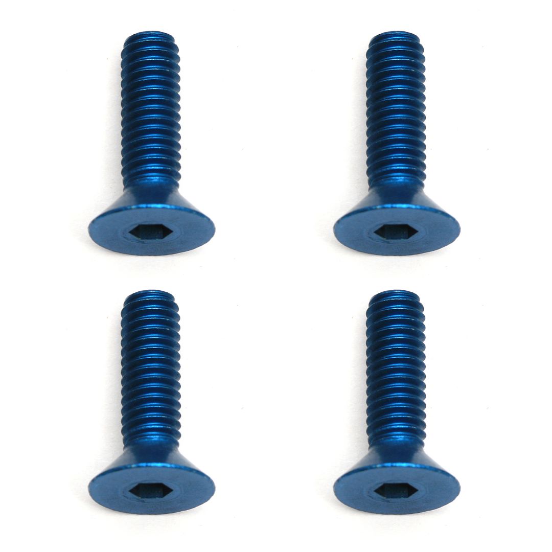 Team Associated Screws, 4x14 mm FHCS, blue aluminum