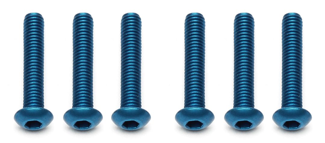 Team Associated Factory Team Screws, 3x16 mm BHCS, blue aluminum