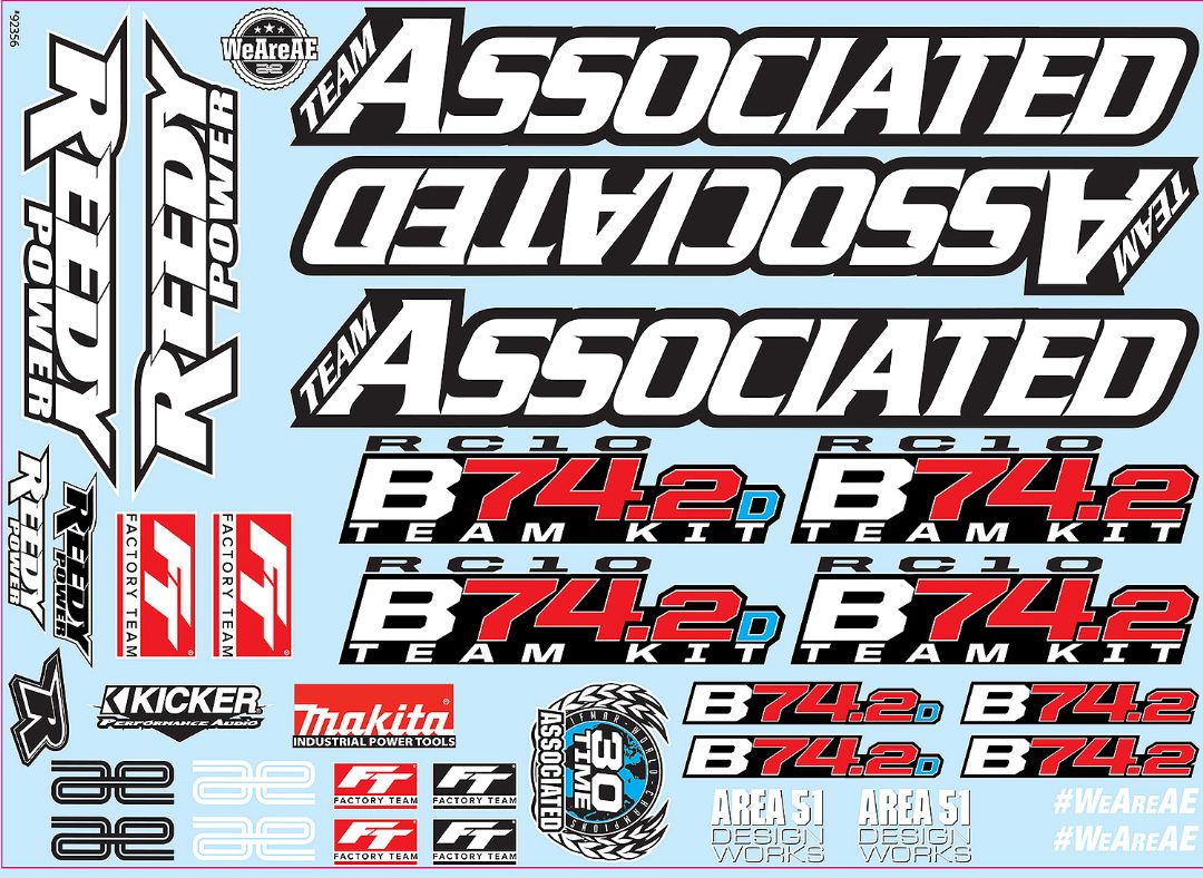 Team Associated RC10B74.2 Decal Sheet